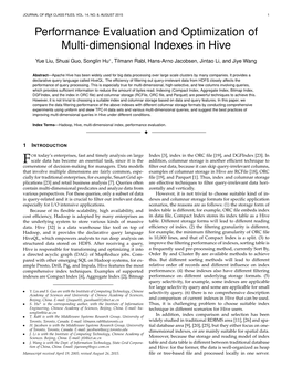 Performance Evaluation and Optimization of Multi-Dimensional Indexes in Hive