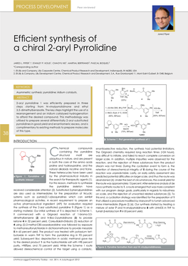 Efficient Synthesis of a Chiral 2-Aryl Pyrrolidine