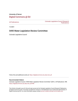 0490 Water Legislation Review Committee