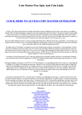 Coin Master Free Spin and Coin Links