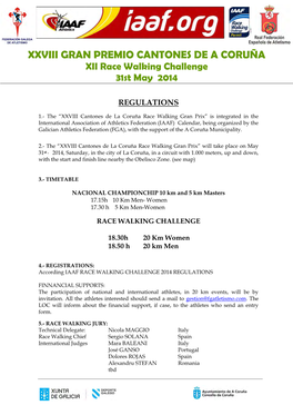 XXVIII GRAN PREMIO CANTONES DE a CORUÑA XII Race Walking Challenge 31St May 2014