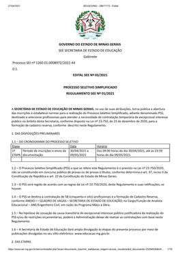 Edital Do Processo Seletivo Simplificado 01/2021