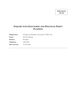 Inquiry Into Electoral and Political Party Funding