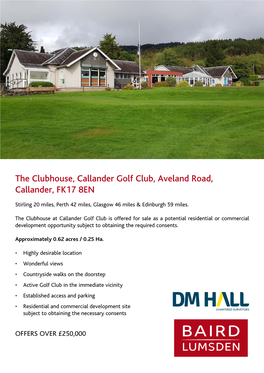 The Clubhouse, Callander Golf Club, Aveland Road, Callander, FK17 8EN