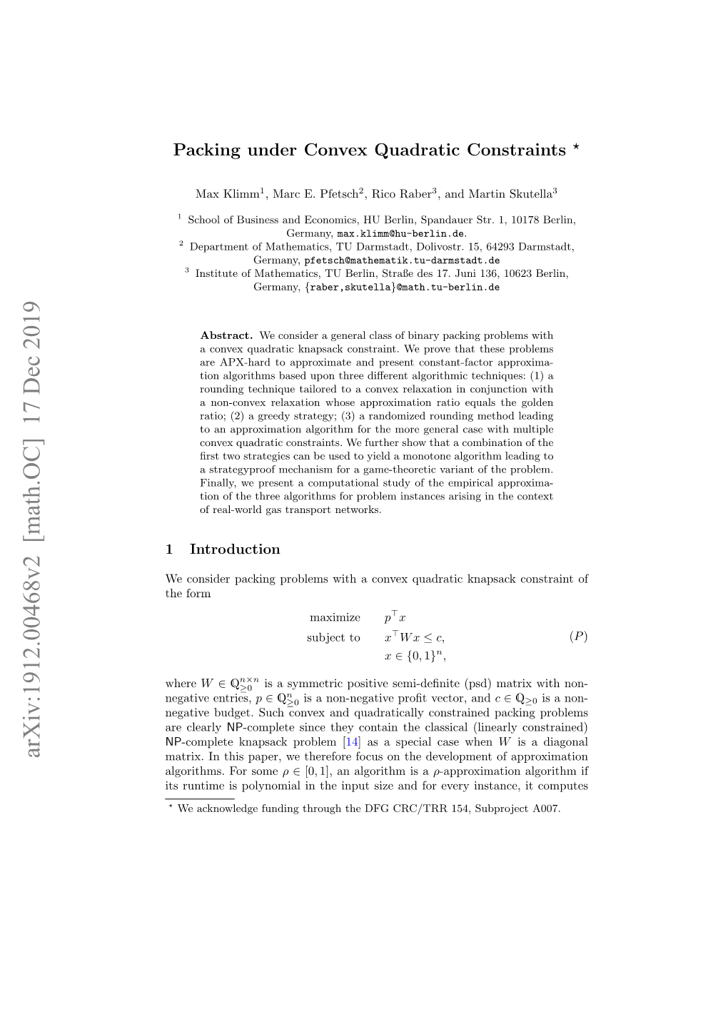 Arxiv:1912.00468V2 [Math.OC] 17 Dec 2019 Matrix