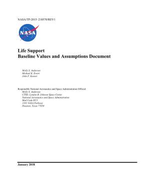 Life Support Baseline Values and Assumptions Document