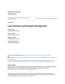 Lean Startups and Strategic Management
