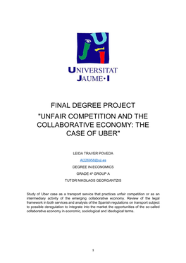 Final Degree Project "Unfair Competition and the Collaborative Economy: the Case of Uber"
