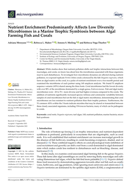 Nutrient Enrichment Predominantly Affects Low Diversity Microbiomes in a Marine Trophic Symbiosis Between Algal Farming Fish and Corals