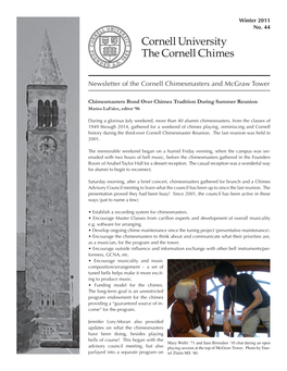 Newsletter of the Cornell Chimesmasters and Mcgraw Tower