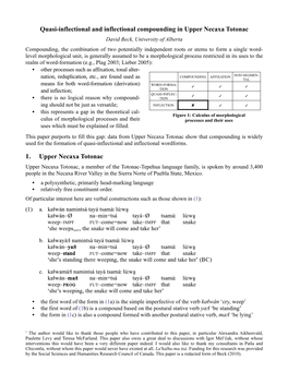 Quasi-Inflectional and Inflectional Compounding in Upper Necaxa