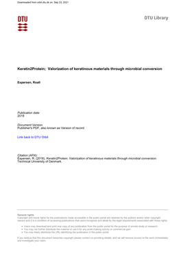 Keratin2protein; Valorization of Keratinous Materials Through Microbial Conversion