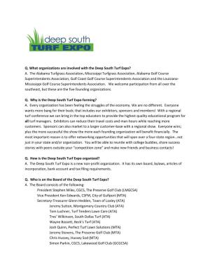 Q. What Organizations Are Involved with the Deep South Turf Expo? A