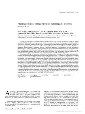 Pharmacological Management of Acromegaly: a Current Perspective