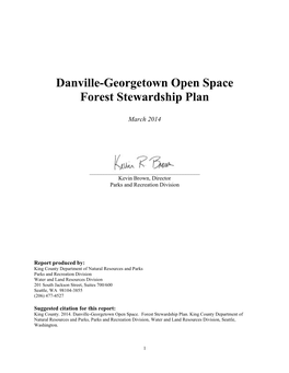 Danville-Georgetown Open Space Forest Stewardship Plan
