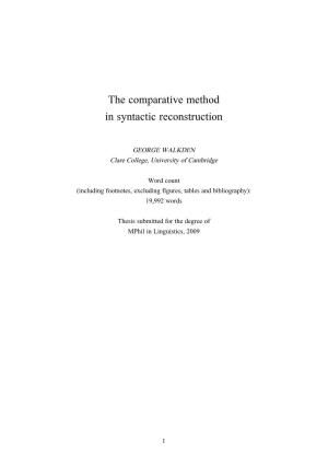 The Comparative Method in Syntactic Reconstruction