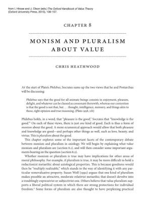 Monism and Pluralism About Value
