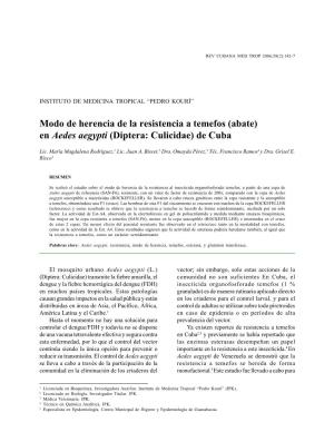 Modo De Herencia De La Resistencia a Temefos (Abate) En Aedes Aegypti (Diptera: Culicidae) De Cuba