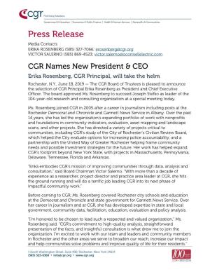 CGR Names New President &