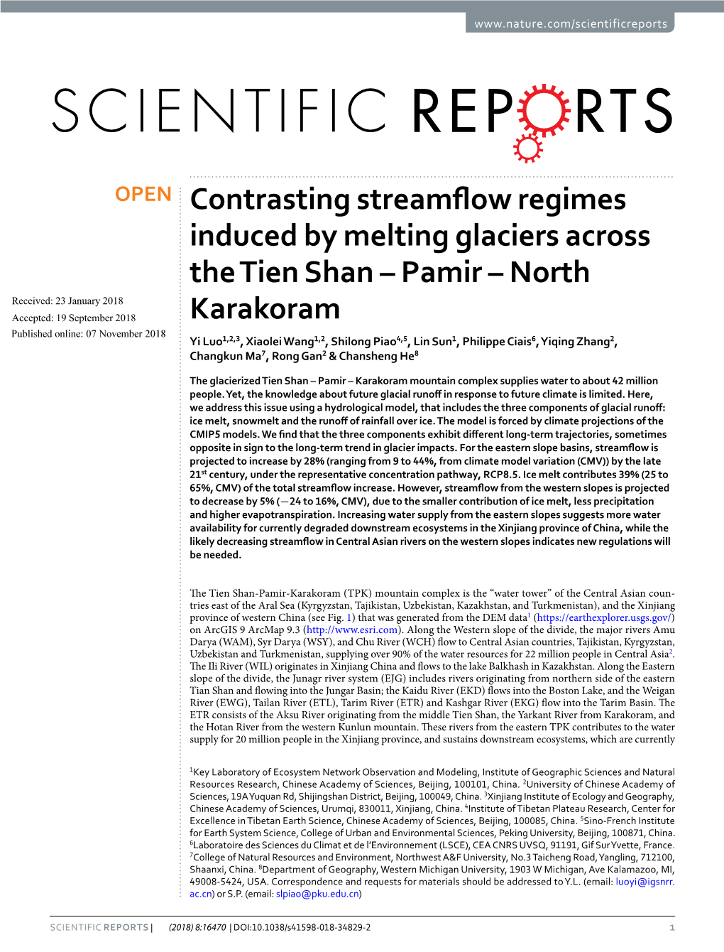 Contrasting Streamflow Regimes Induced by Melting Glaciers Across