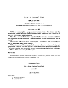 June 20 Lesson 3 (NIV)