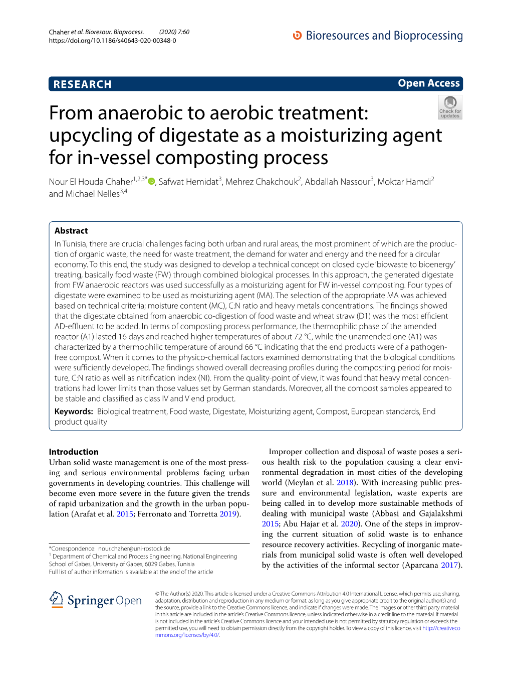 Upcycling of Digestate As a Moisturizing Agent for In-Vessel