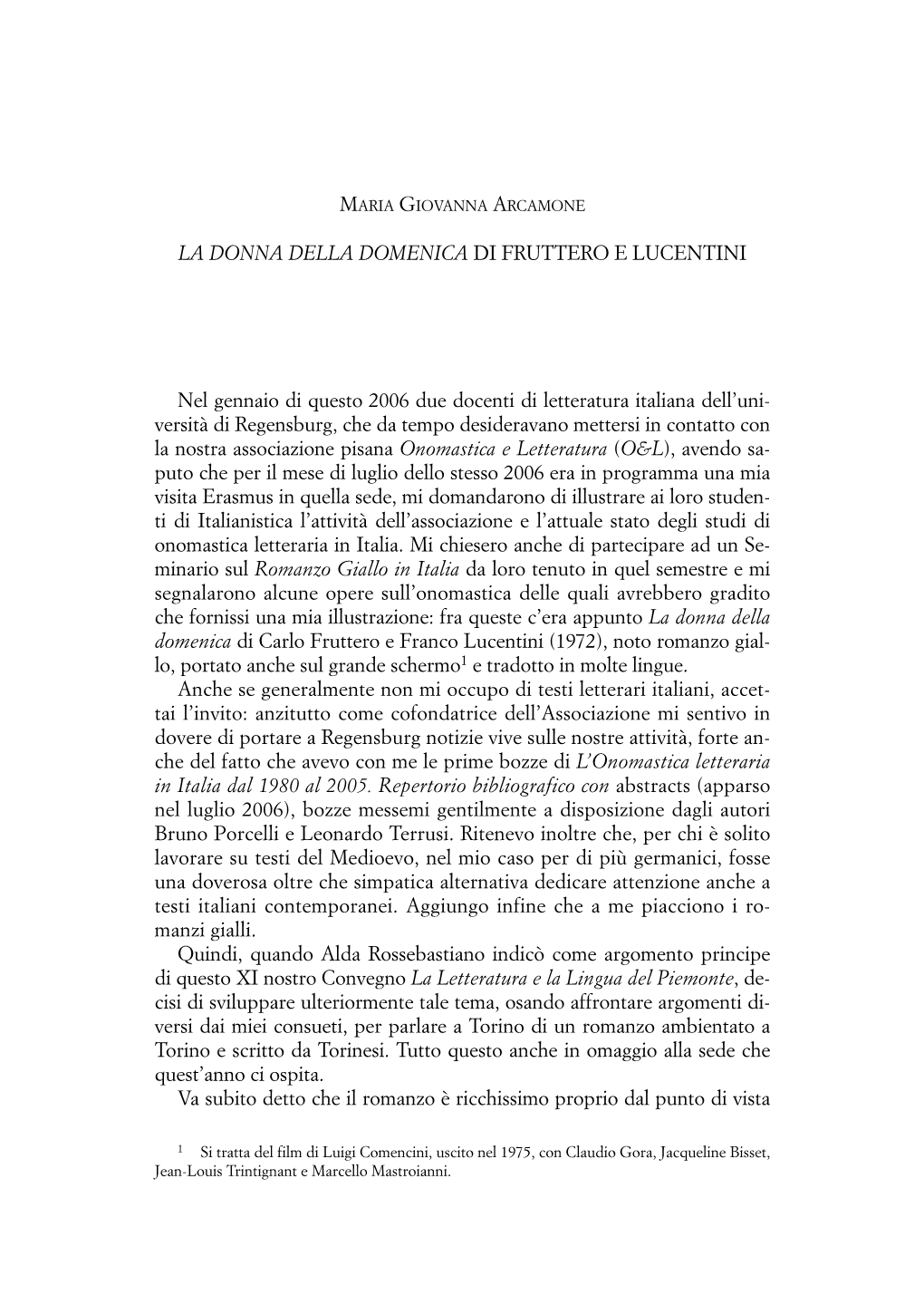 LA DONNA DELLA DOMENICA DI FRUTTERO E LUCENTINI Nel