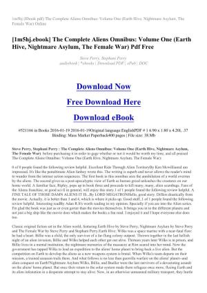 [1M5hj.Ebook] the Complete Aliens Omnibus: Volume One (Earth Hive, Nightmare Asylum, the Female War) Pdf Free