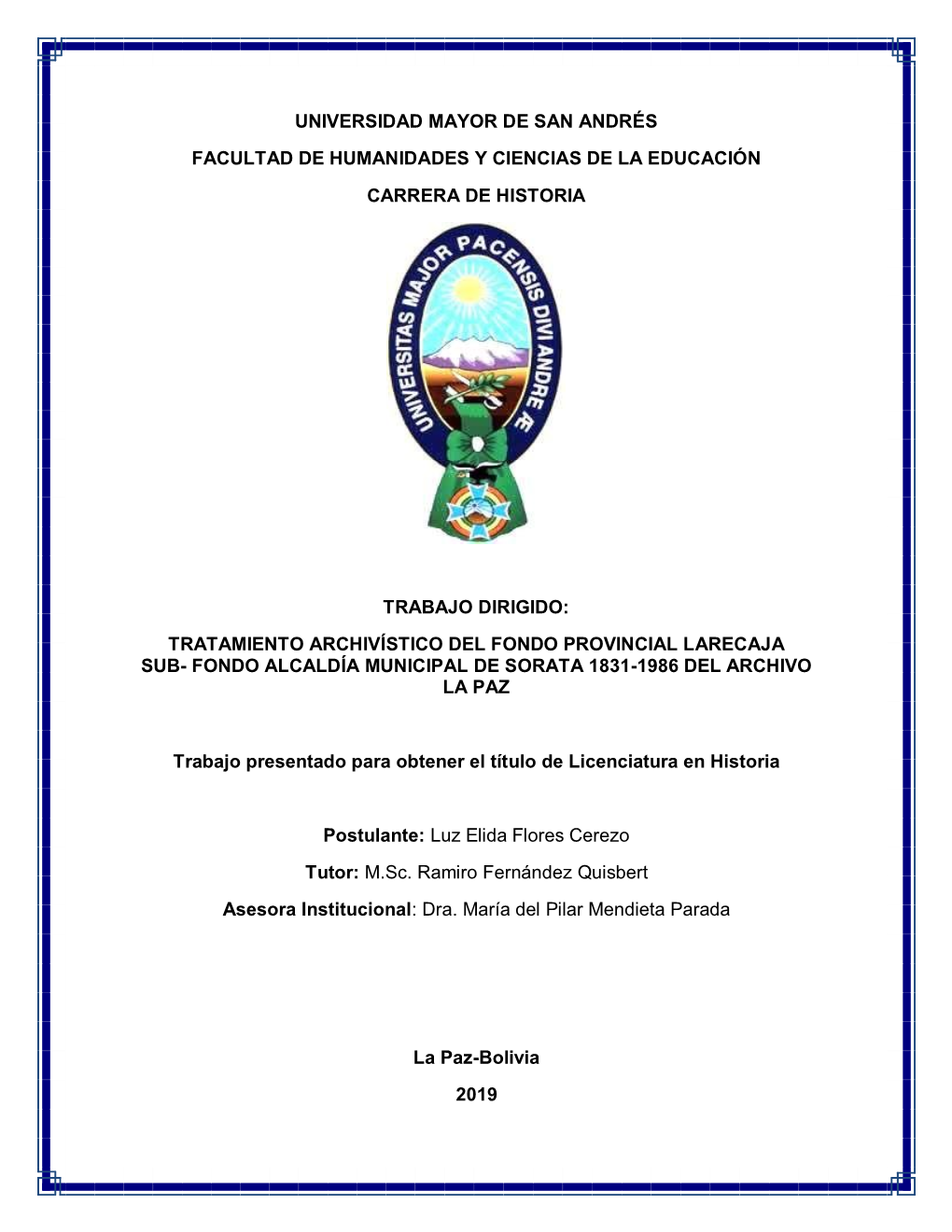 Universidad Mayor De San Andrés Facultad De Humanidades Y Ciencias De La Educación