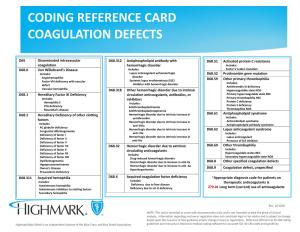 Coding Reference Card Coagulation Defects