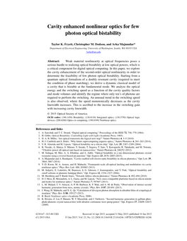Cavity Enhanced Nonlinear Optics for Few Photon Optical Bistability