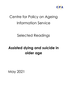 Suicide and Assisted Dying