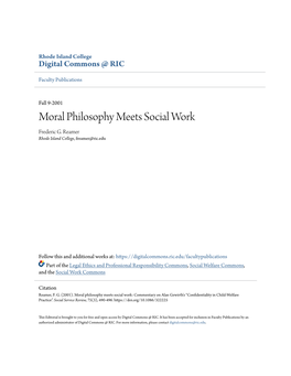 Moral Philosophy Meets Social Work Frederic G