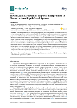 Topical Administration of Terpenes Encapsulated in Nanostructured Lipid-Based Systems