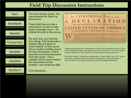 Field Trip Discussion Instructions