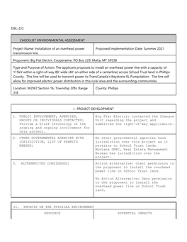 Dsl-252 Checklist Environmental Assessment