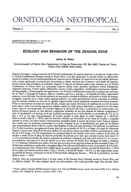 Ecology Ano Behavior of the Zenaioa Oove