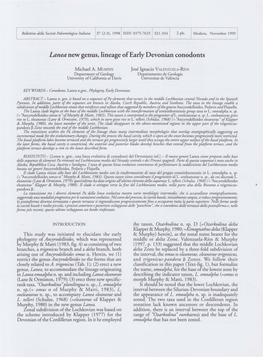 Lanea New Genus, Lineage Ofearly Devonian Conodonts