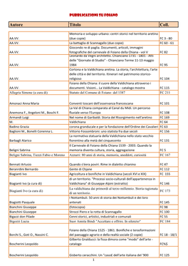 Pubblicazioni Su Foiano