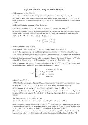 Algebraic Number Theory — Problem Sheet #3