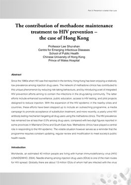The Contribution of Methadone Maintenance Treatment to HIV Prevention – the Case of Hong Kong