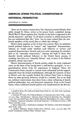 American Jewish Political Conservatism in Historical Perspective