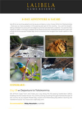 8-Day Adventure & Safari Itinerary