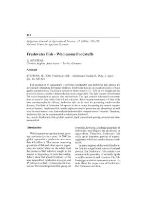 Freshwater Fish – Wholesome Foodstuffs