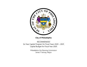 2025 Capital Budget for Fiscal Year 2020