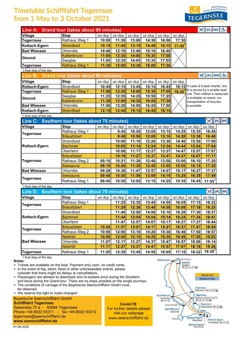 Fahrplan Tegernsee