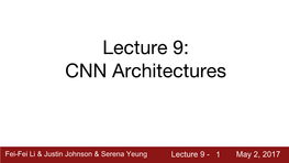 CNN Architectures