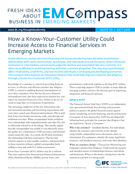 How a Know-Your-Customer Utility Could Increase Access to Financial Services in Emerging Markets