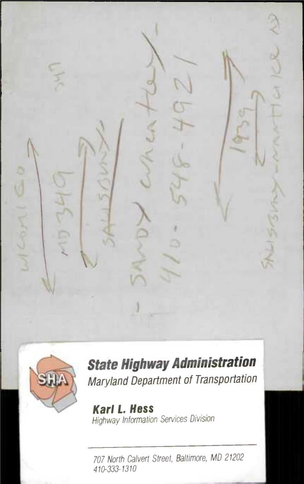 State Highway Administration Maryland Department of Transportation