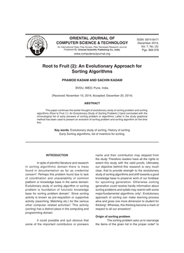 An Evolutionary Approach for Sorting Algorithms